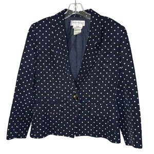 Yves Saint Laurent Encore YSL Polka Dot Blazer Navy Blue Size 12 Academia VTG